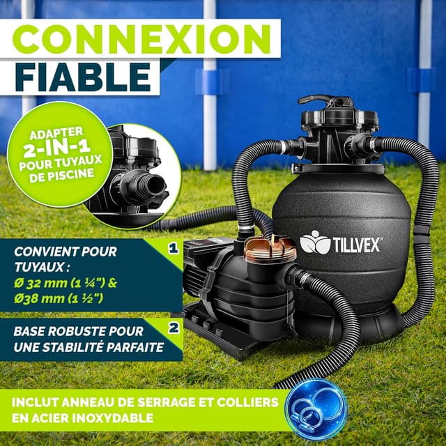 Thumbnail 6 de Système de filtration à sable tillvex® 13 200 L/h avec vanne 7 voies, indicateur de pression et boules filtrantes