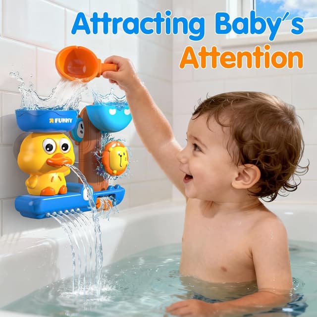 Detalle de KmmiFF Kids Bath Toys Duck Blue Set (Duck + Spoon) with Suction Cups