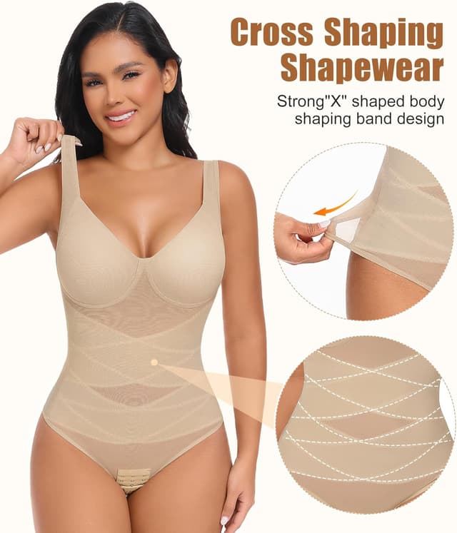 Detalle de Niwicee Body contenitivo modellante da donna con pancia piatta e perizoma regolabile