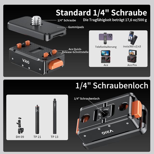 Detalle 2 de VRIG AC-07 Magnetische Basis für Insta360 X5/X4 Adapter
