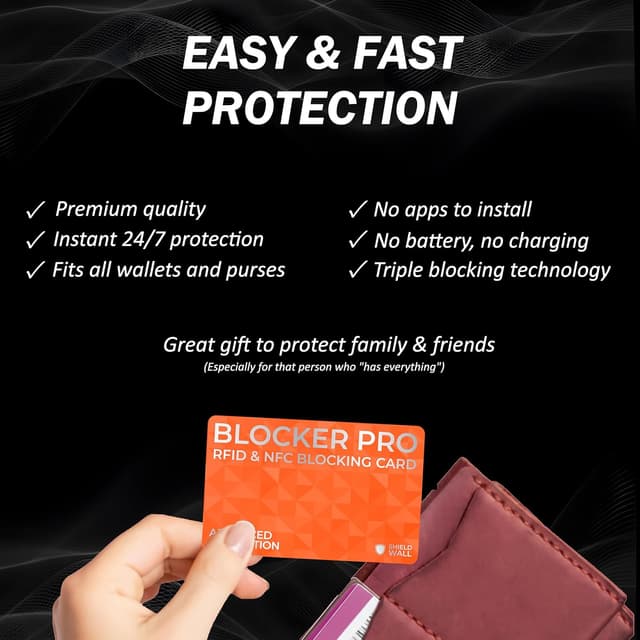 Thumbnail 4 de Shield Wall Blocker PRO Triple Blocking RFID & NFC Protection Card (2 pack) – Anti-theft for bank, debit, credit, ID & passports – Coral Orange