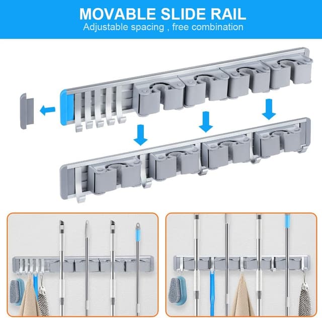 Detalle 1 de Porte-balai mural Vicloon, 4 supports