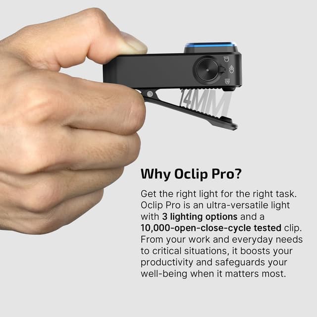Detalle 2 de OLIGHT Oclip Pro clip-on torch (500 lumens, USB-C rechargeable) – compact EDC with magnetic base