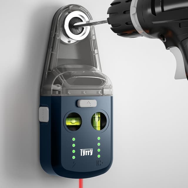 Detalle de Tyrry Livella Laser 4 in 1 con ventosa elettronica a vuoto, raccogli polvere per trapano e supporto a parete