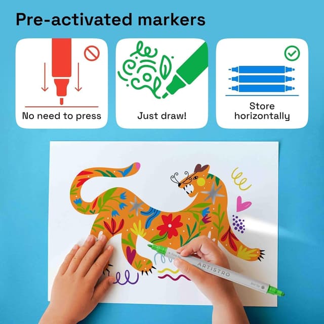 Detalle 2 de Artistro 5 weiße Acrylstifte (Dual Tip Dot & Fein) für Stein, Stoff, Holz, Glas & Deko