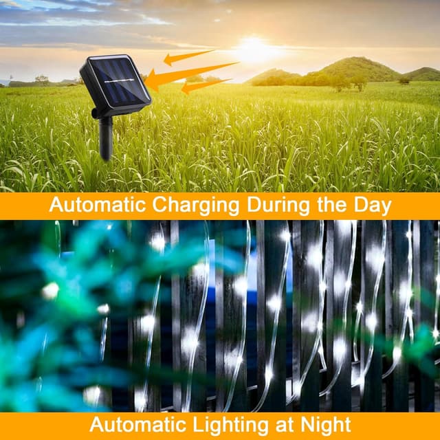 Detalle de WoskjXas Solar Fairy String Lights (12m / 39ft, 100 LEDs) with 8 lighting modes