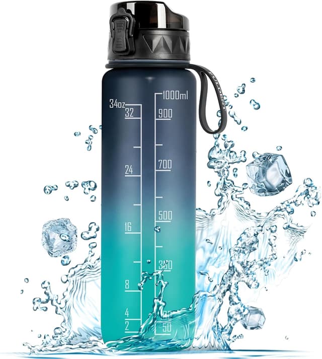 Detalle de FULDENT Trinkflasche 1L Sport Wasserflasche (BPA-frei) mit gummiertem Grip – für Fahrrad, Outdoor, Schule & Gym