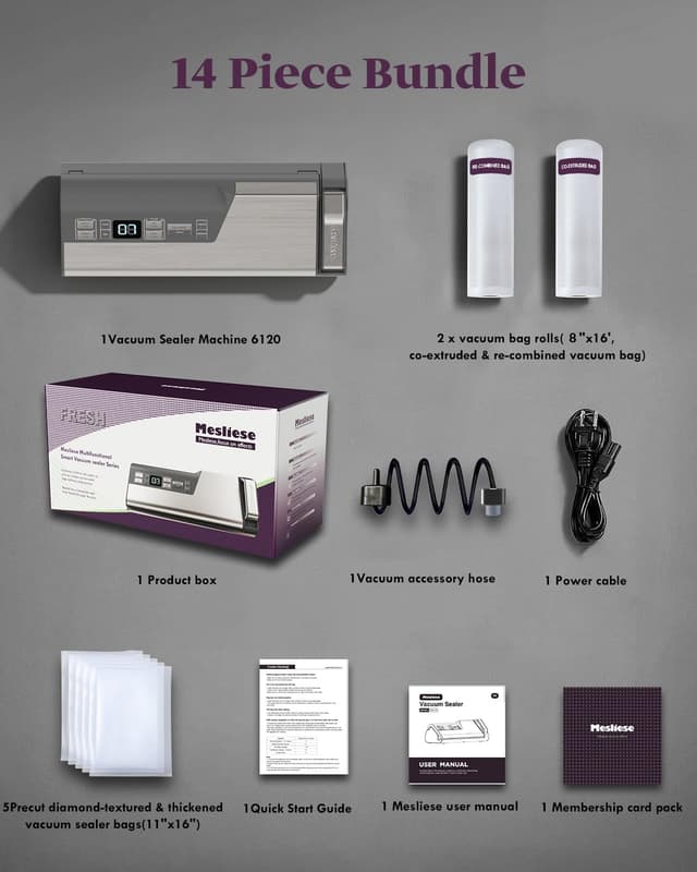 Thumbnail 6 de Mesliese Macchina per sottovuoto 95kPa 140W