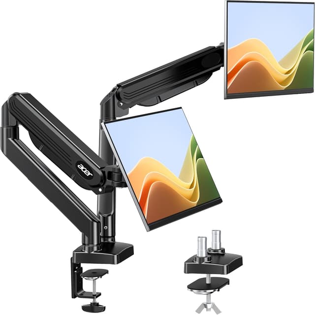 Detalle de Acer Dual-Monitor Halterung für 2 Monitore (17–32 Zoll) – Gasfederarm, VESA 75/100, neig- schwenk- drehbar