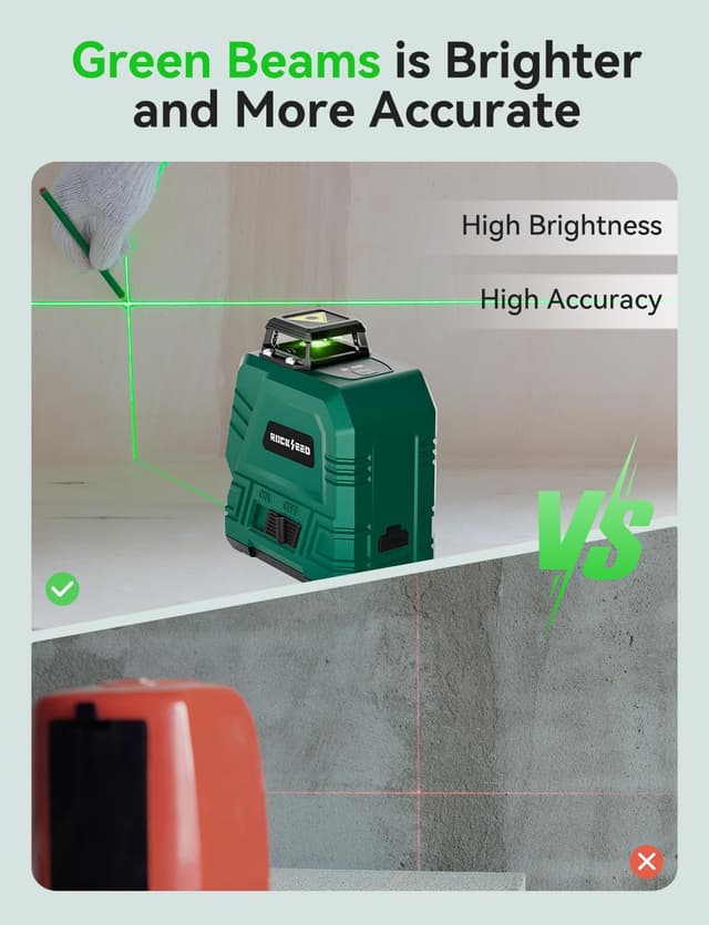 Detalle de RockSeed green laser level with adjustable 1.2m tripod (1×360° horizontal, 1×150° vertical)