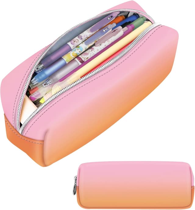 Detalle de FINPAC Trousse scolaire Sunset Ombre : sac à crayons et trousse de maquillage pratique (20,5 x 6 x 8,5 cm)