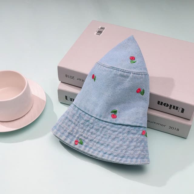 Detalle de MILAKOO Fischerhut Damen Sommer faltbar – Unisex Bucket Hat aus Baumwolle/Denim mit Stickerei