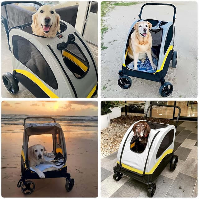 Detalle de BingoPaw Schwerlast Hundewagen für große Hunde bis 42 kg – klappbar mit 4 Rädern