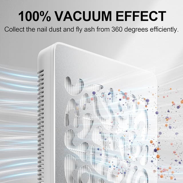 Detalle de L'UGX Professional Nail Dust Collector with 30 Filter Papers, 650Pa Turbo Suction Manicure & Pedicure