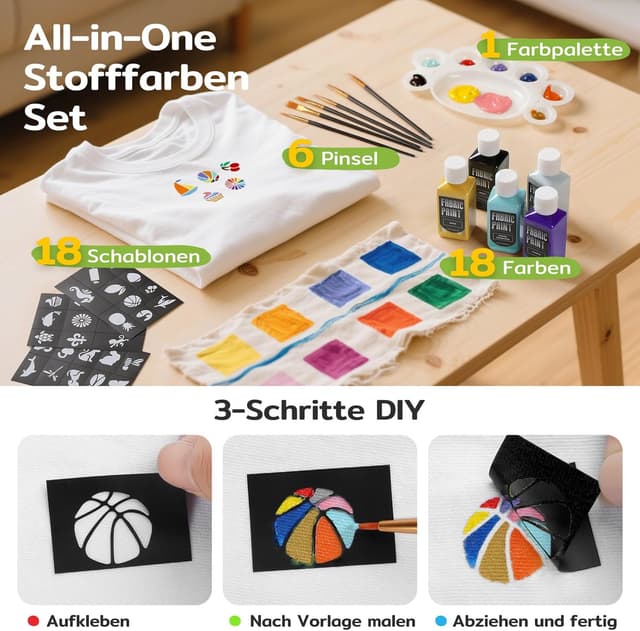 Detalle 1 de TMOL Textilfarben Set 18 leuchtende Farben