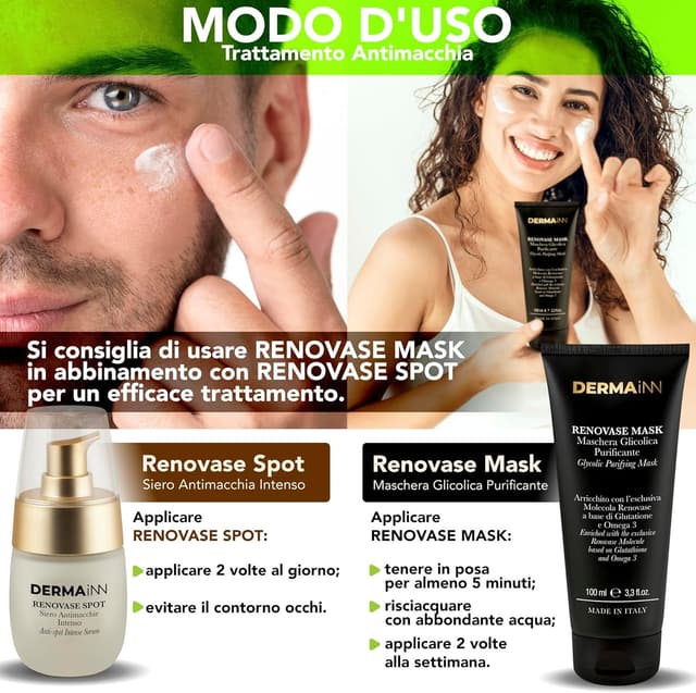 Thumbnail 6 de Kit Esfoliante Viso & Siero Antimacchia Renovase Mask + Renovase Spot con Acido Glicolico e Ialuronico