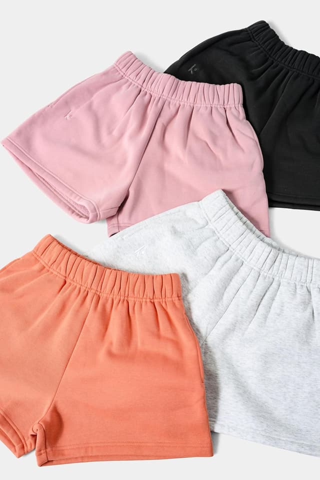 Detalle de Kamo Fitness CozyTec Sweat Shorts for Women — High Waisted Lounge Cotton Shorts with Pockets