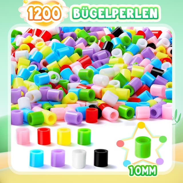 Detalle 2 de Bügelperlen Set 1200 Stück 10 mm Pastell