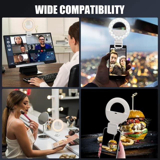 Thumbnail 6 de Diyife Selfie Ring Light (360° rotation, rechargeable 1000mAh) with 60 LEDs and 10 brightness levels