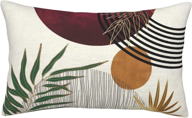 Thumbnail 1 de Boho Pillow Covers 12x20 Burgundy Mid-Century Throw Pillowcase 🛋