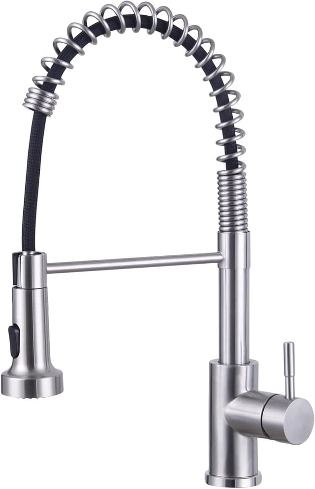 Detalle de HOTTIST Wasserhahn Küche mit Brause, 2 Modi und 360° Drehfunktion aus Edelstahl 304