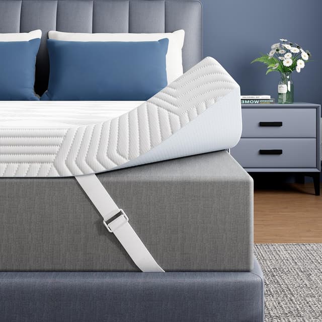 Detalle de ELEMUSE 4 Inch Gel Memory Foam Mattress Topper (King) for Pressure Relief, Non-Slip Base, Removable & Washable Cover