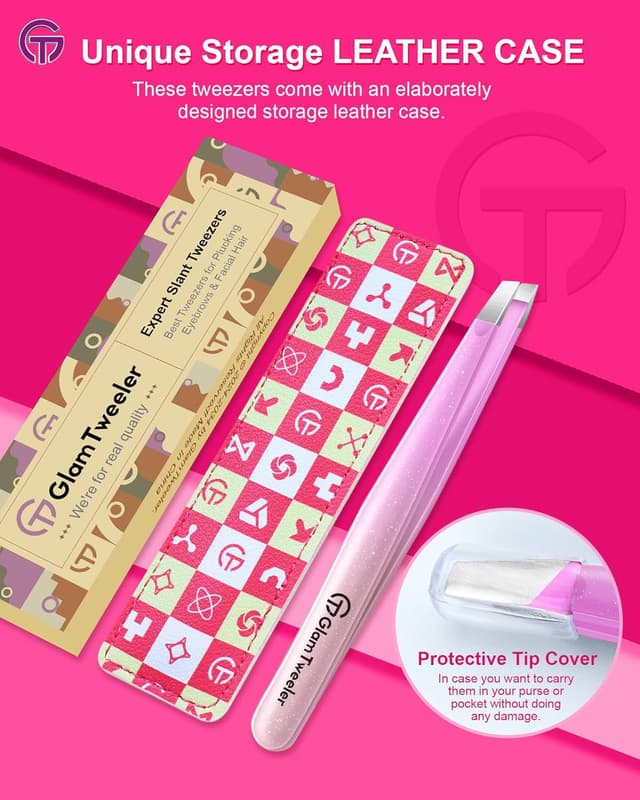 Detalle 2 de Expert slant tip tweezers 95mm leather case