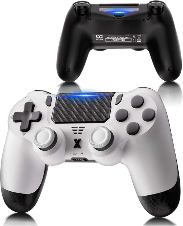 Detalle de RUIZHI Wireless Controller per PS4/PS4 Pro/PS4 Slim/PC (bianco) con doppia vibrazione e turbo