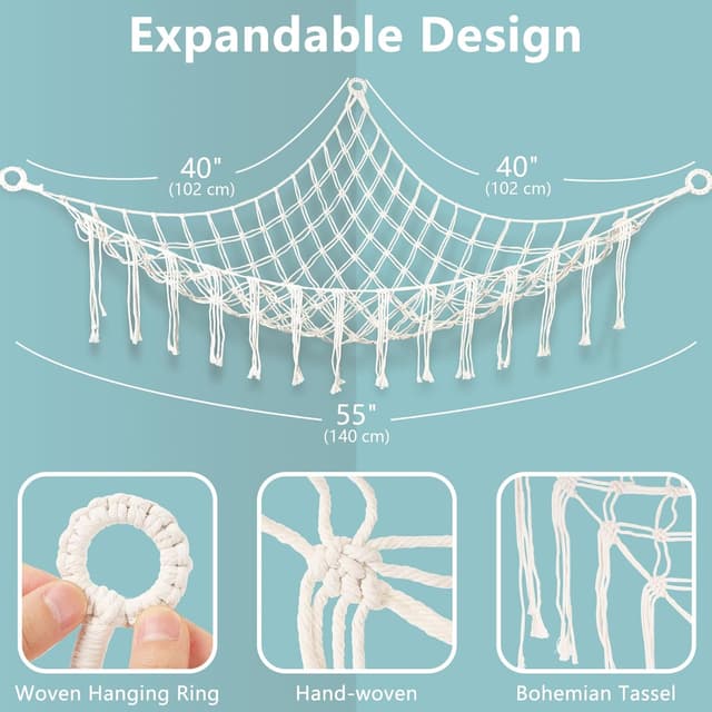 Detalle de WUFANC Rete Porta Peluche 2 Pezzi 140x102x102 cm