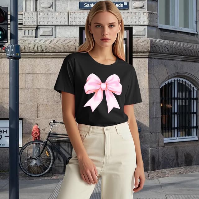 Detalle de Qskall women’s leopard bow T-shirt with bowknot detail