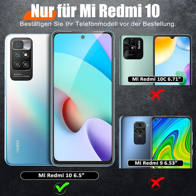 Thumbnail 6 de Giyer Handyhülle für Xiaomi Redmi 10 mit Schutzfolie – stoßfestes Case mit Kameraschutz, 360° Metallring und Ständer (Minzgrün)
