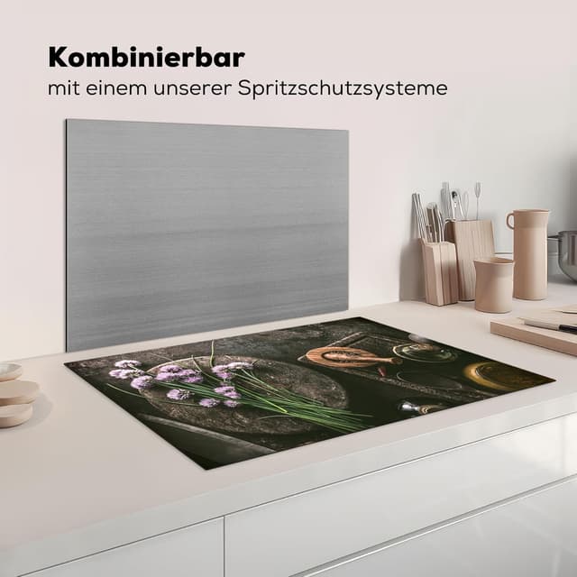 Thumbnail 6 de KitchenYeah Herdabdeckplatte Einteilig für Ceranfeld – Fotodruck „Kräuter/Gewürze“ (81x52 cm), Braun