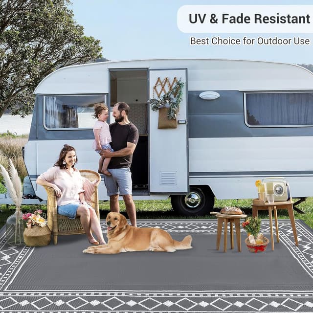 Detalle de CAROMIO outdoor plastic straw rug 270 x 360 cm