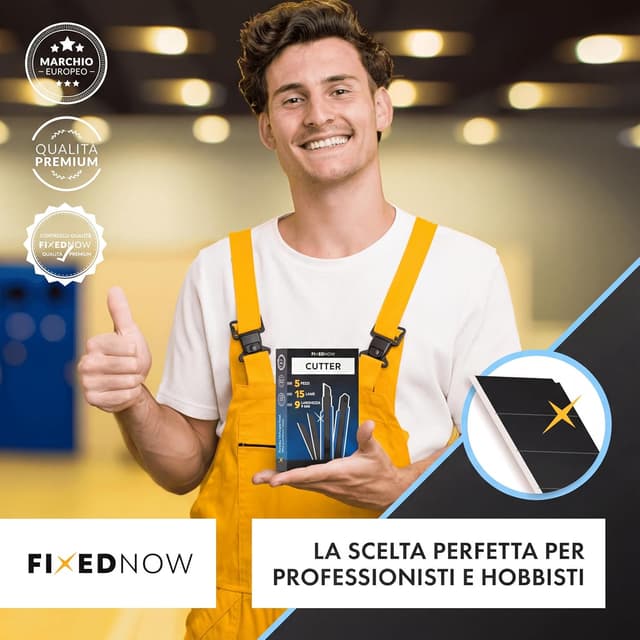 Thumbnail 6 de FixedNow 5 taglierini professionali da 9 mm con 15 lame di ricambio – mini cutter per tappeti