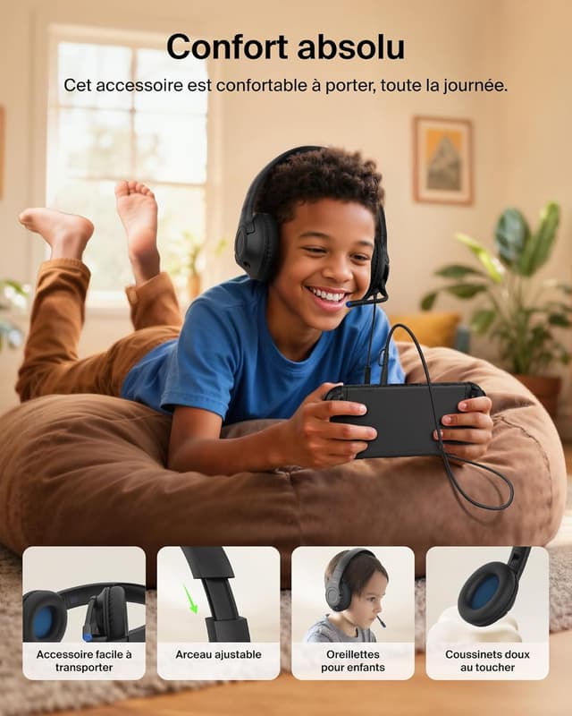 Thumbnail 5 de Belkin Gaming Inspire Casque Enfants Noir
