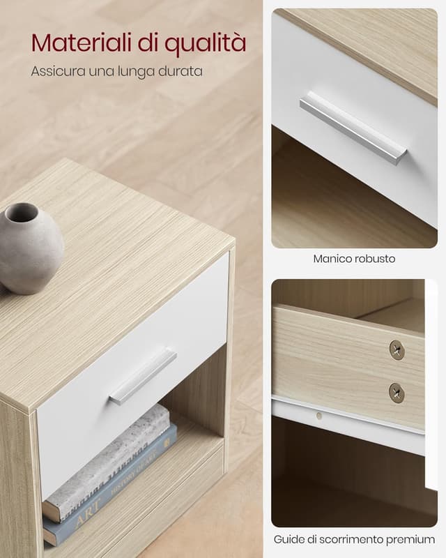 Thumbnail 3 de VASAGLE LET819T67 Comodini set 2 con cassetto e ripiano