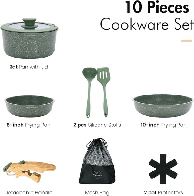 Thumbnail 6 de Kitchen Academy Cacerolas 10 pzas con tapa de cristal y revestimiento de mármol