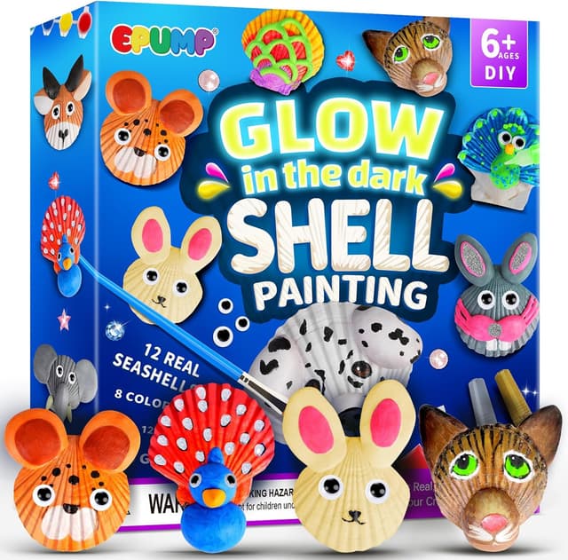 Detalle de EPUMP Glow in the Dark Shell Painting Kit for Kids (Arts & Crafts Set)