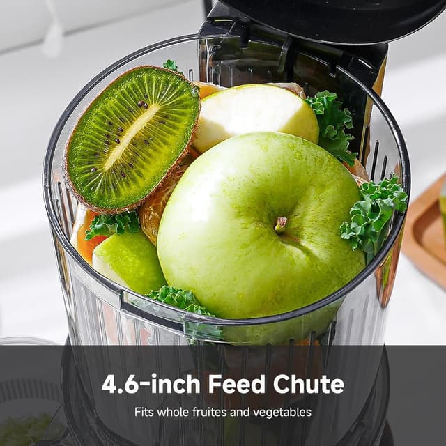 Detalle 2 de AMZCHEF Cold Press Slow Masticating Juicer (126mm feed chute) – stainless steel professional style