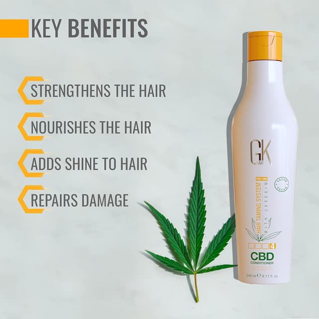 Detalle de GK Hair Global Keratin Hemp Conditioner (240 ml) – feuchtigkeitsspendend, für coloriertes & geschädigtes Haar