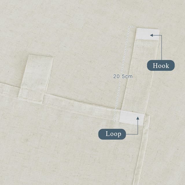 Detalle 2 de PONY DANCE Outdoorvorhänge mit Klettverschluss 2er Set (H 213 x B 140 cm) – halbtransparent, beige