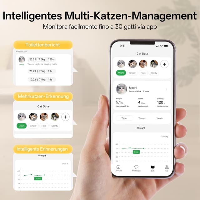 Detalle 2 de UBPET XXXL litière autonettoyante pour chat, capacité XXL et contrôle via application