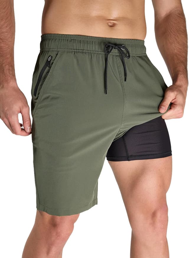 Detalle 2 de Arcweg men’s 9 inch swim shorts with compression liner, quick-dry board-style fit and zip pockets