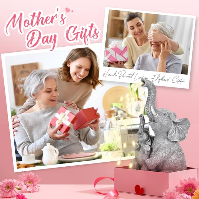 Thumbnail 6 de GIGALUMI Solar Garden Statues Embrace Elephant figurine with solar lights for outdoor patio and yard decor