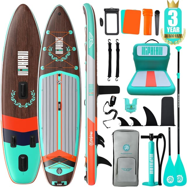 Detalle de Niphean (Extra Large) Inflatable Paddle Board (SUP) for 2+1 People, 500 lbs Capacity with Accessories