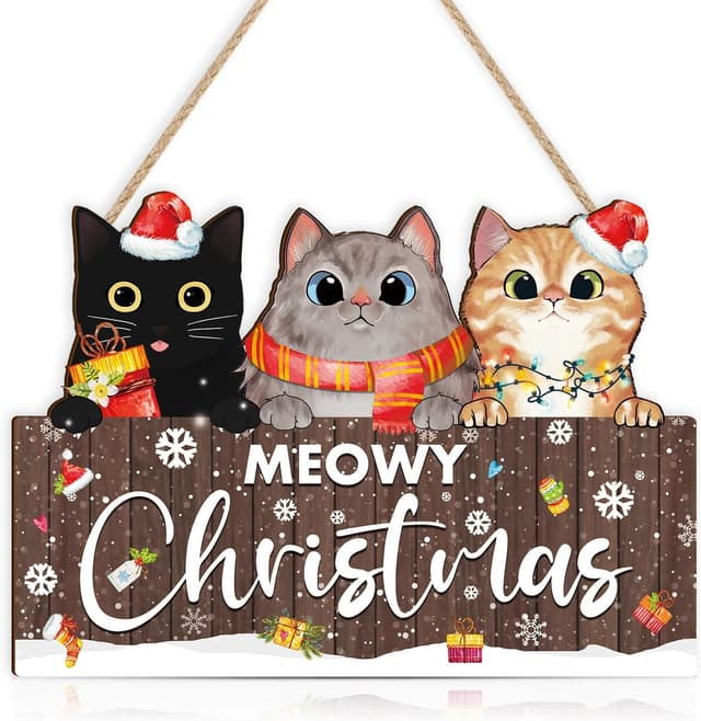 Imagen de KAIRNE Cats Merry Christmas wooden sign en OfertitasTOP