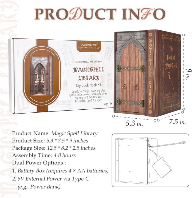 Thumbnail 6 de Dolphin Island DIY Book Nook Kit for Adults: Infinite Magicspell Library with Flame Illusion