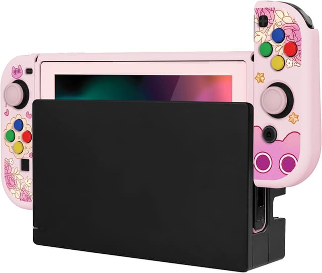 Detalle 2 de playvital ZealProtect Soft Protective Case for Nintendo Switch (PP & Pink) with tempered glass screen protector