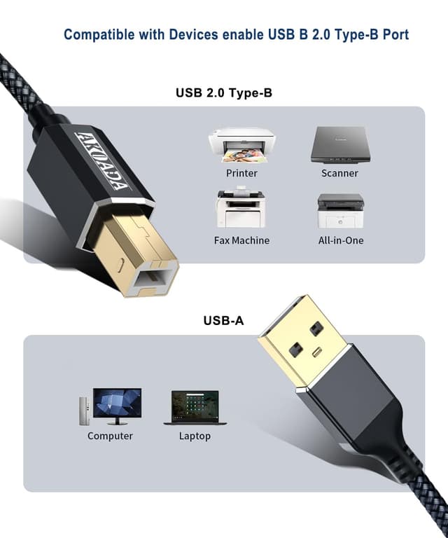 Thumbnail 6 de AkoaDa USB-Druckerkabel 4,5 m (USB-A auf USB-B), USB 2.0 – Universal für Drucker/Scanner & weitere Geräte