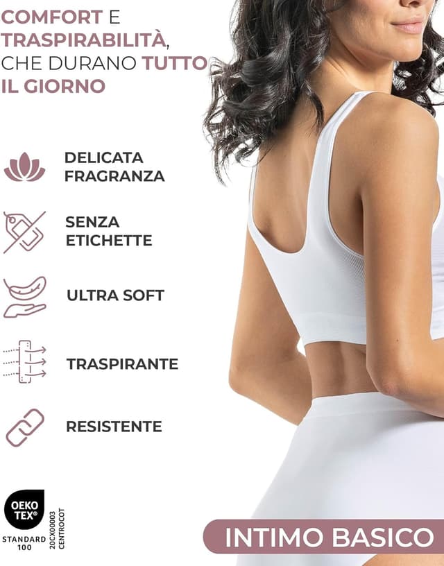 Detalle de Risalti Reggiseno senza ferretto spalla lunga in microfibra elasticizzata (3 pz) – bralette senza cuciture e etichette